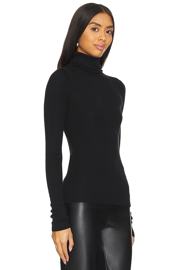 view 2 of 4 Silk Sweater Rib Turtleneck in Black