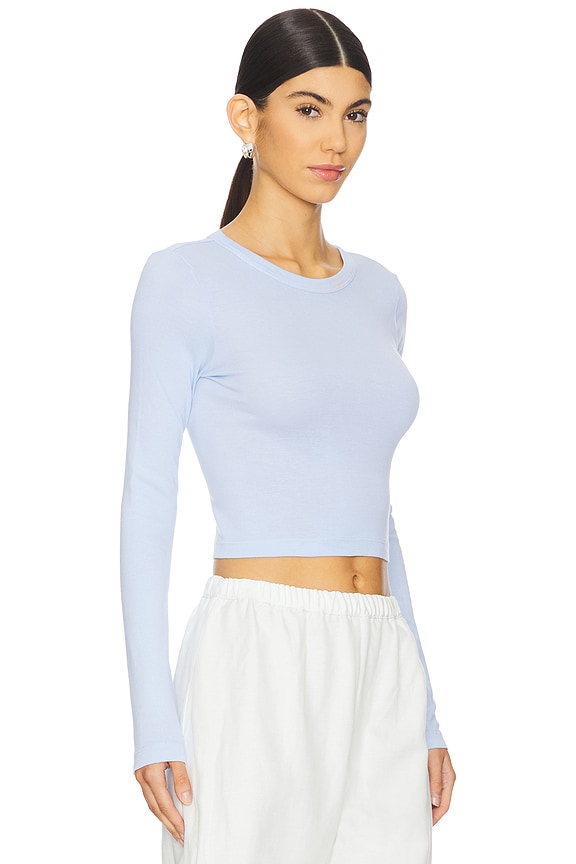view 2 of 4 Supima Baby Long Sleeve Cropped Top in Light Blue