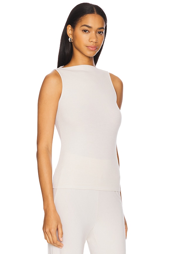 view 2 of 4 Silk Knit Sleeveless Boatneck Top in Canvas