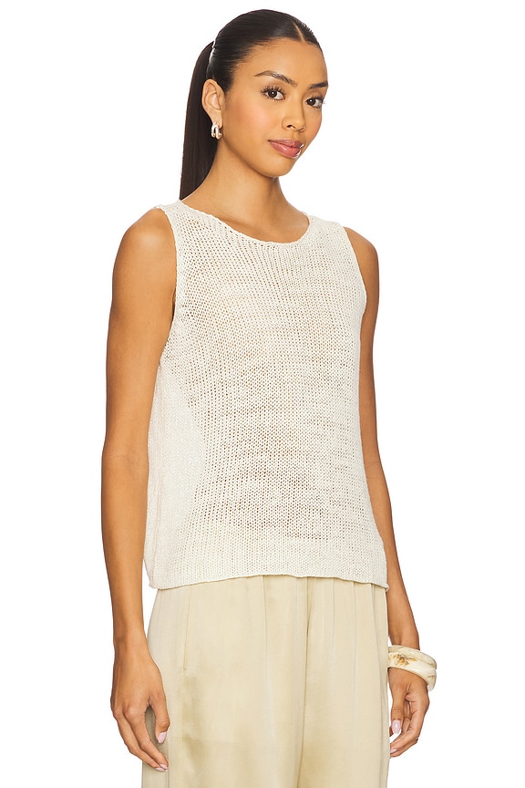 view 2 of 4 리넨 오픈 니트 탱크탑 in White