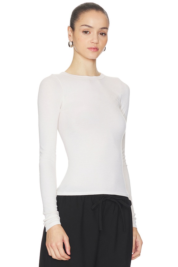 view 2 of 4 Silk Rib Essential Crew in Chalk