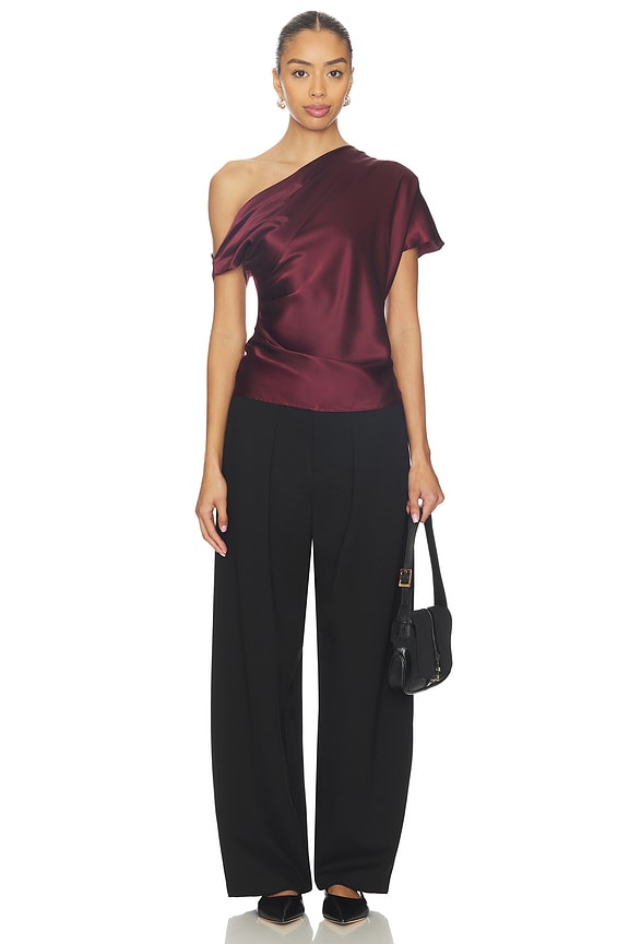 Enza Costa Silk Satin Drape Top in Carmine | REVOLVE