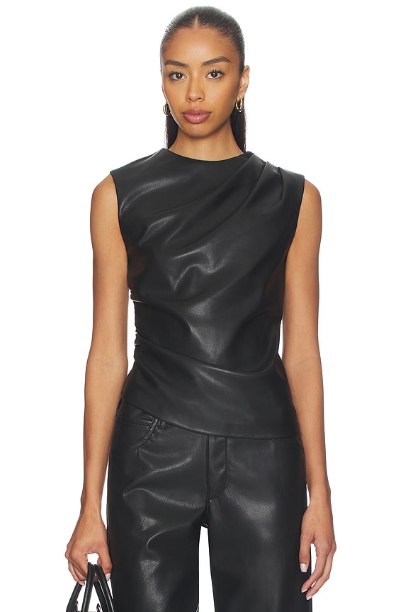 view 1 of 4 Leather Twist Top in Black