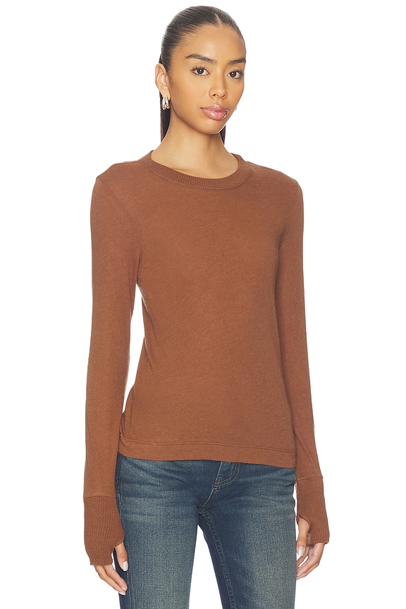 view 2 of 4 Cashmere Easy Cuffed Crew Top in Nutmeg