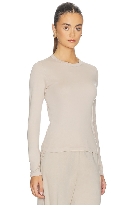 view 2 of 4 Cotton New Classic Long Sleeve Tee in Stone