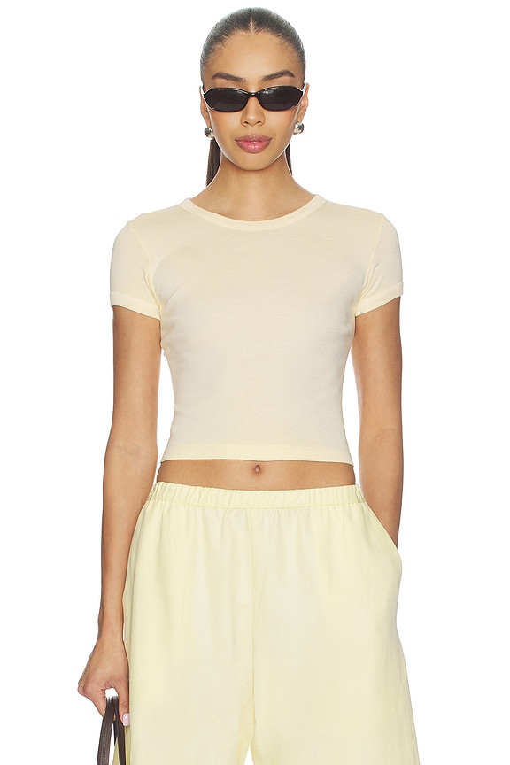 view 1 of 4 Supima Baby Rib Cropped Tee in Flan