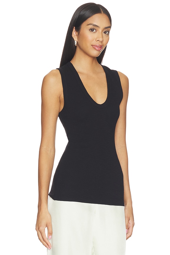 view 2 of 4 Textured Rib Sleeveless U Top in Black