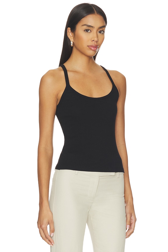 view 2 of 4 Cotton Rib Cami Tank in Black