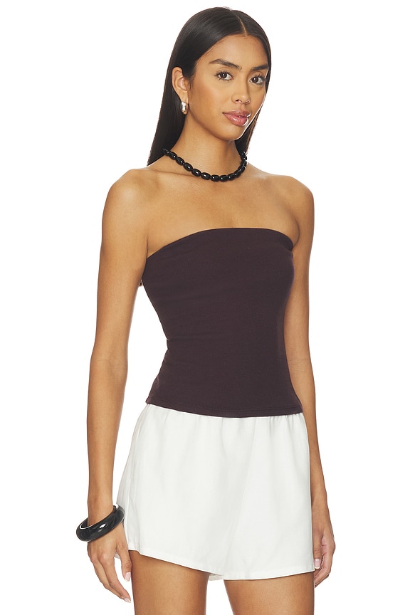view 2 of 4 TOP BANDEAU COTTON RIB BANDEAU TOP in Black Orchid