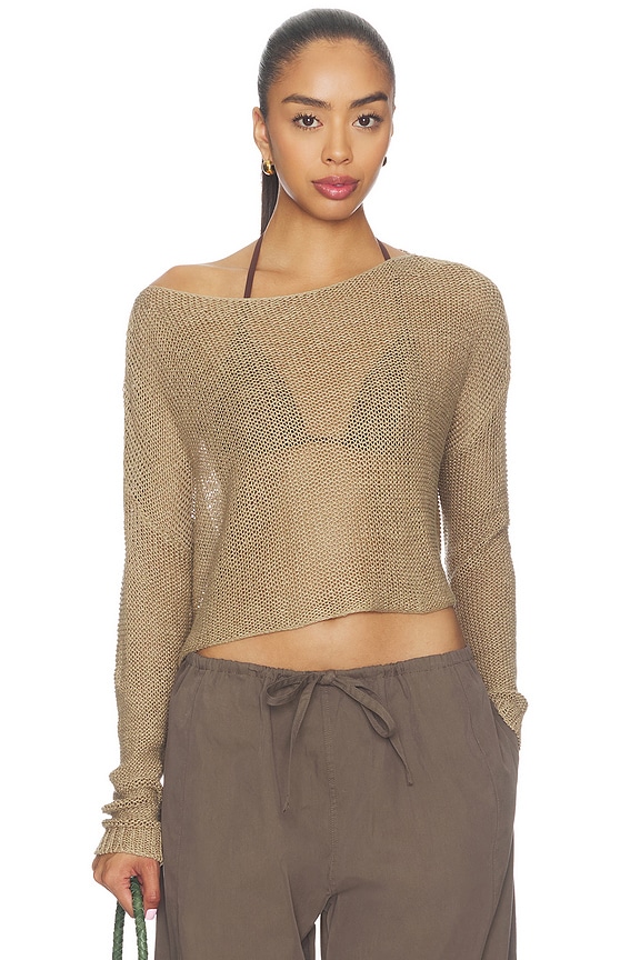 view 1 of 4 TOP CON ESCOTE BARCO” LINEN OPEN BATEAU TOP in Flax
