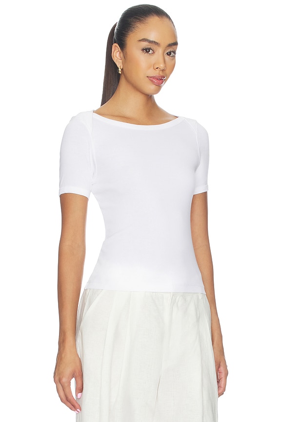 view 2 of 4 Supima Cotton Bateau Tee in White