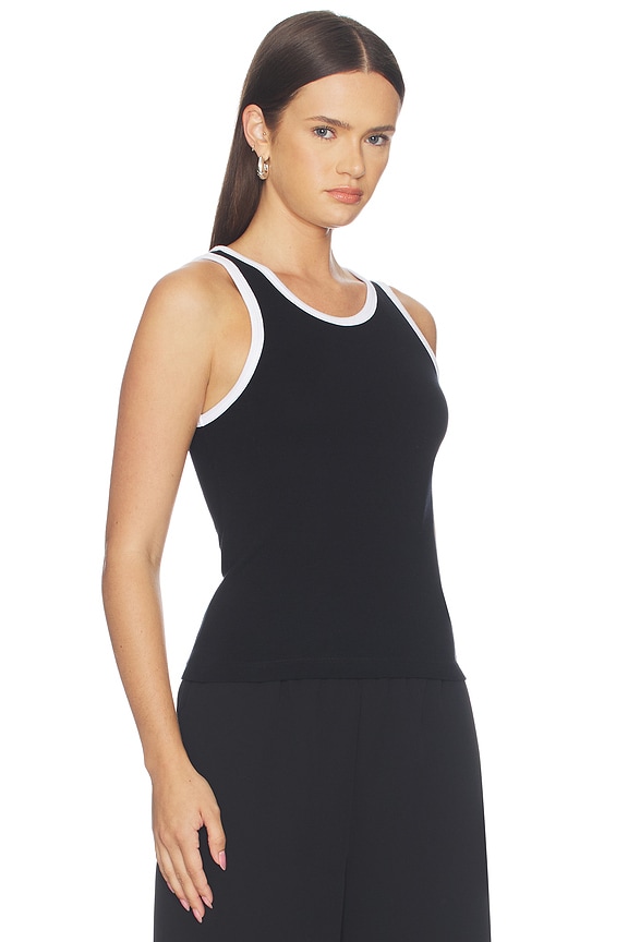 view 2 of 4 Cotton Ringer Tank in Black & White