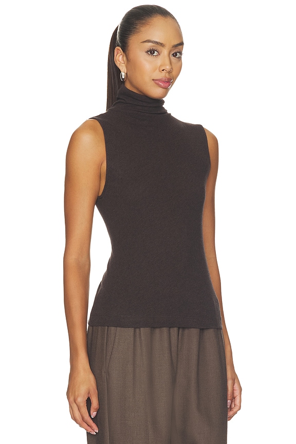 view 2 of 4 Cashmere Jersey Shell Top in Dark Brown