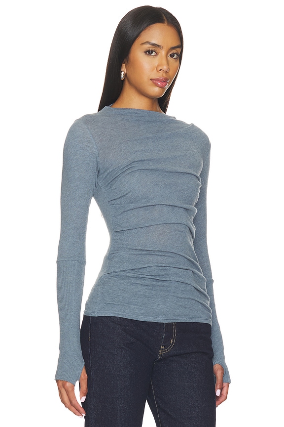 view 2 of 4 Cashmere Jersey Twist Top in Steel Blue