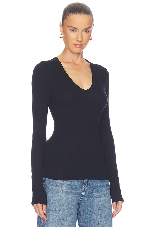 view 2 of 4 Silk Rib Essential U Tee in Ink