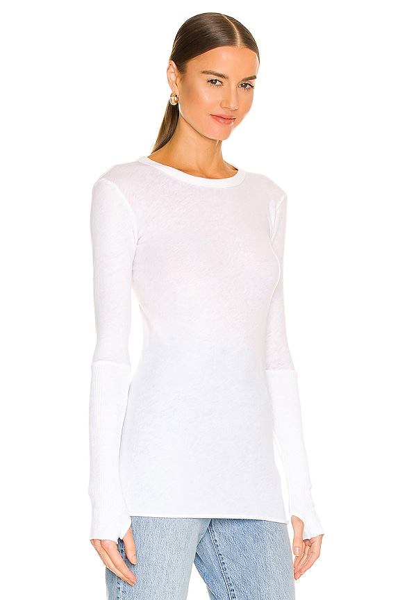 view 2 of 4 Cashmere Cuffed Crew Neck Top in White
