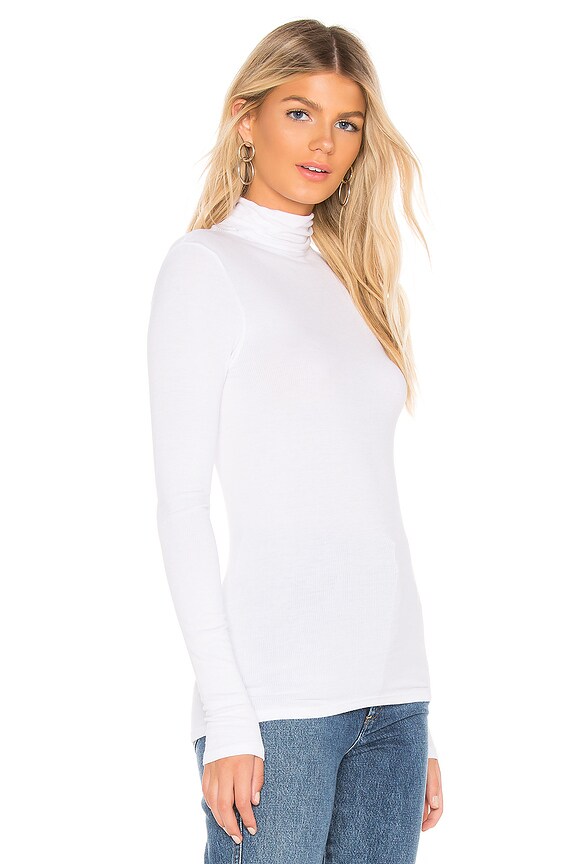 view 2 of 4 Rib Fitted Turtleneck Top in White