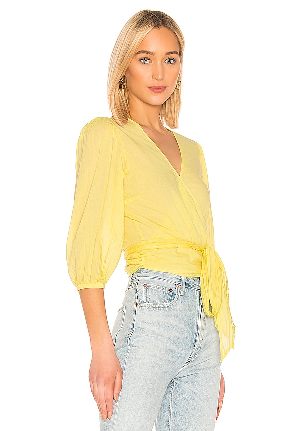 view 2 of 4 Puff Sleeve Wrap Top in Lemongrass