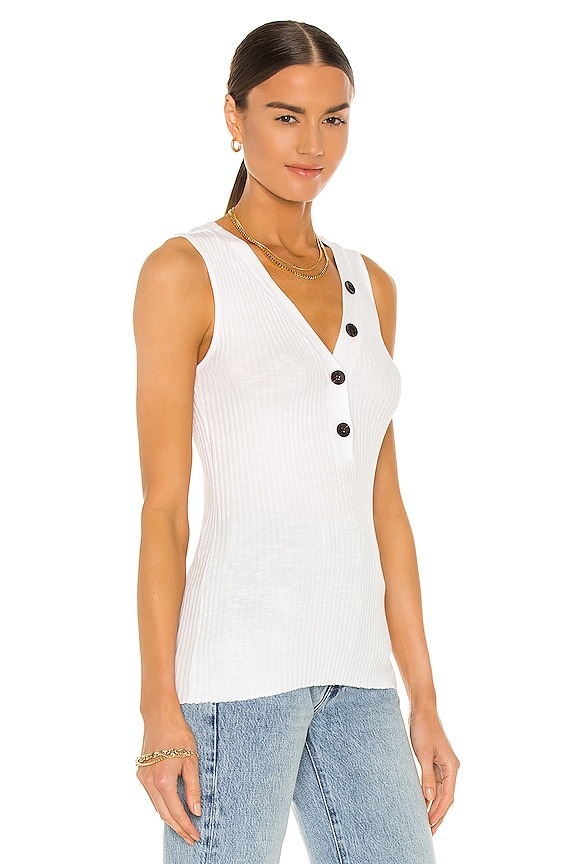 view 2 of 4 Military Rib Sleeveless Henley in White