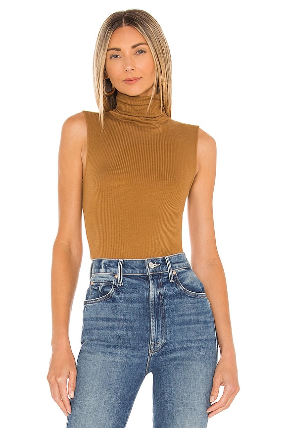 view 1 of 4 Silk Cashmere Rib Sleeveless Turtleneck in Camel