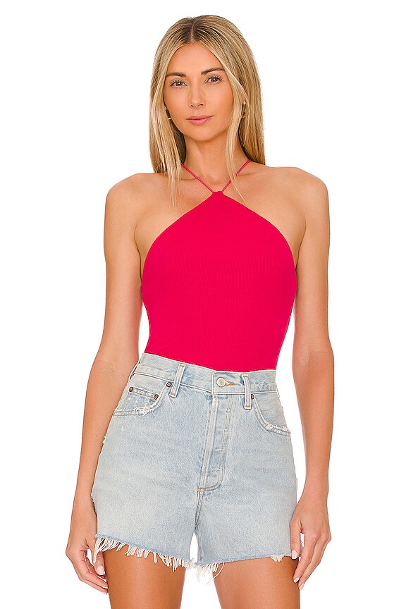 view 1 of 4 Knit Halter Tank in Fuschia