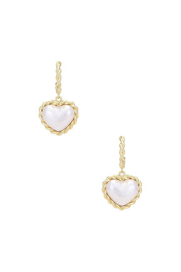 Electric Picks Jewelry Crush Heart Earring in Gold & Pearl REVOLVE