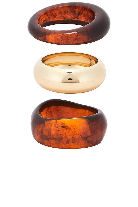view 2 of 3 Bangles Set Of 3 in Amber & Gold