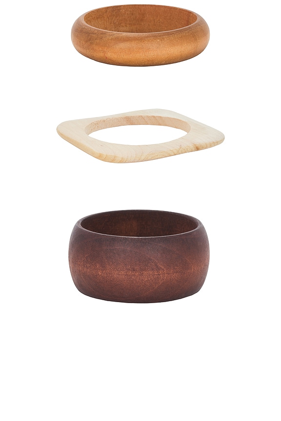 view 2 of 3 SET DE 3 PULSERAS WOODEN in Multi