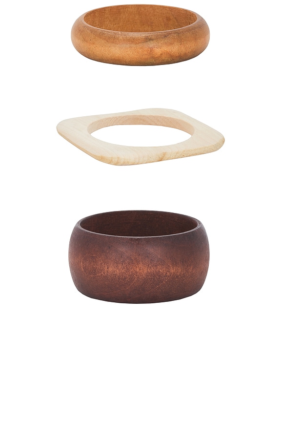 Multi Colored Wooden Bangles Set Of 3