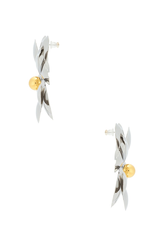 view 2 of 2 PENDIENTES DE TACHUELA FLOWER in Silver & Gold
