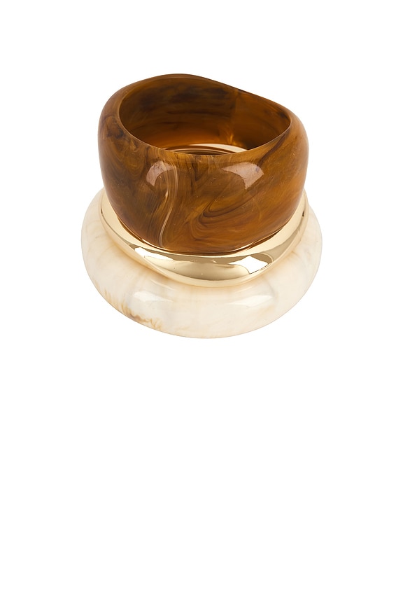 view 1 of 6 BRACELETS ASSORTIS in Cream, Cayenne Acrylic & Gold