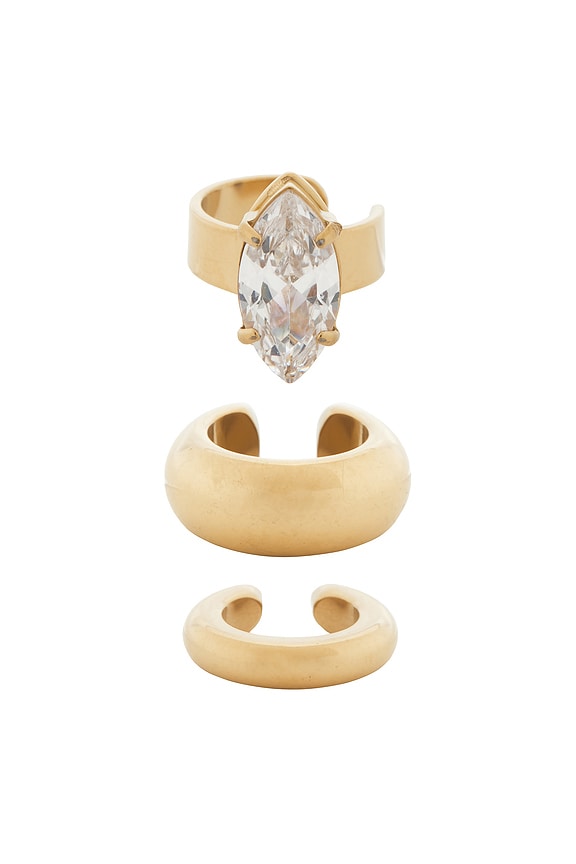 view 1 of 3 Earcuff Set Of 3 in Gold & Crystal