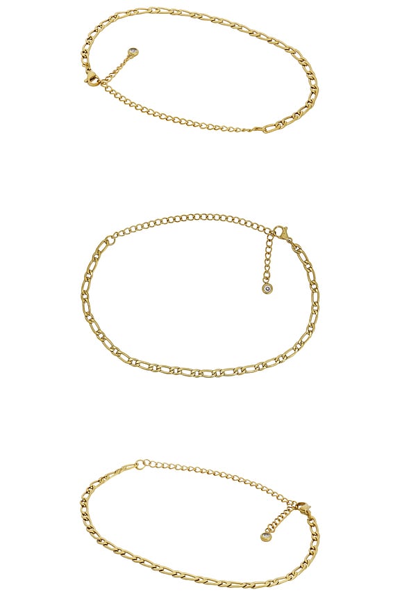 view 2 of 2 Chain Anklet Set Of 2 in Pearl & Gold