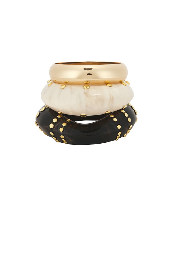 view 2 of 6 Studded Bangles Set Of 3 in Brown, White & Gold