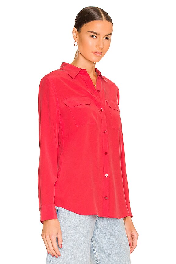 view 2 of 4 Slim Signature Blouse in Hibiscus