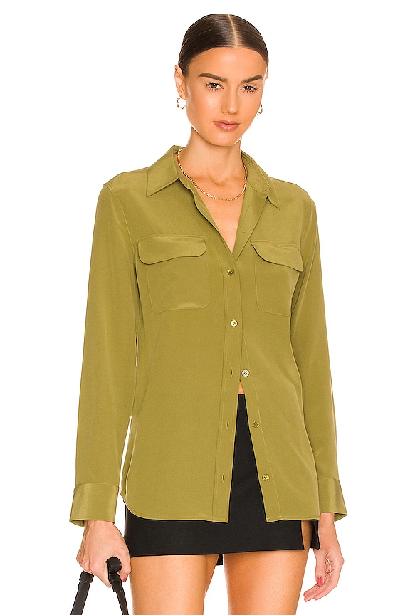 Equipment Slim Signature Blouse in Avocado | REVOLVE