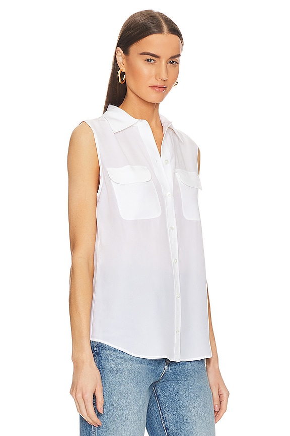 view 2 of 4 Sleeveless Slim Signature Blouse in Bright White