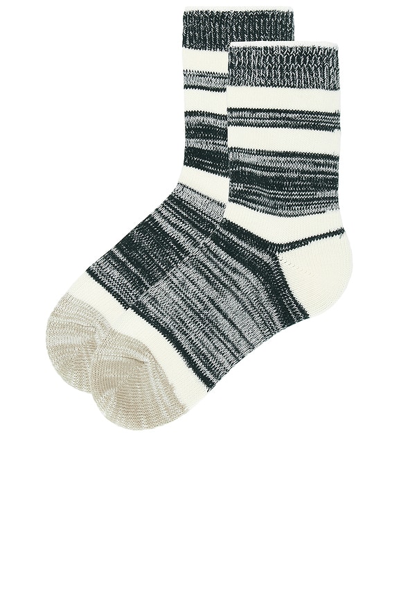 view 2 of 2 Cotton Heather Stripe Sock in Forest