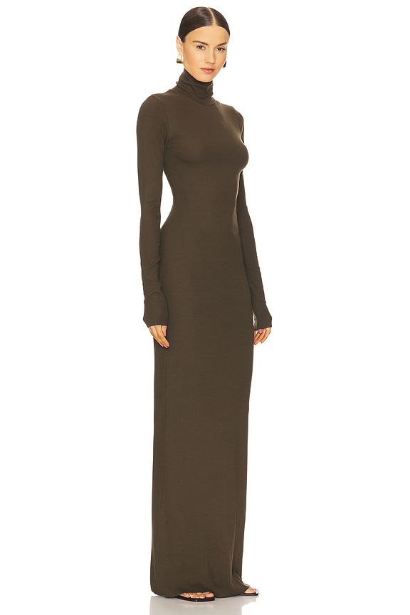 view 2 of 3 Long Sleeve Turtleneck Maxi Dress in Moss