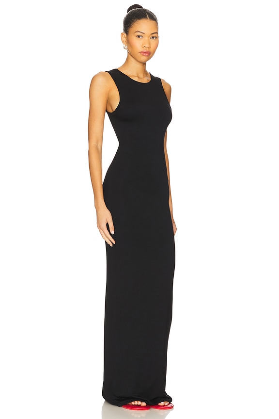 view 2 of 3 Sleeveless Crewneck Soft Jersey Maxi Dress in Black