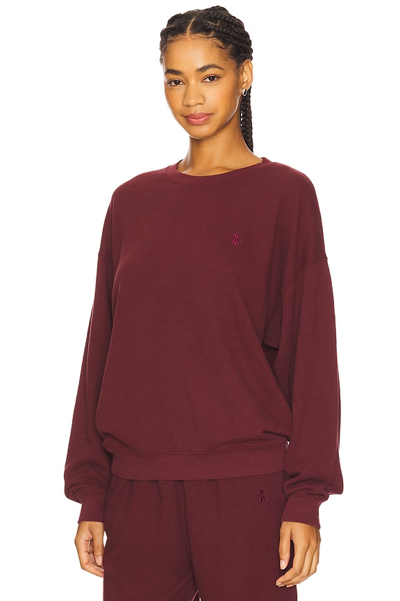 view 2 of 5 Oversized Lightweight French Terry Crewneck Sweatshirt in Oxblood