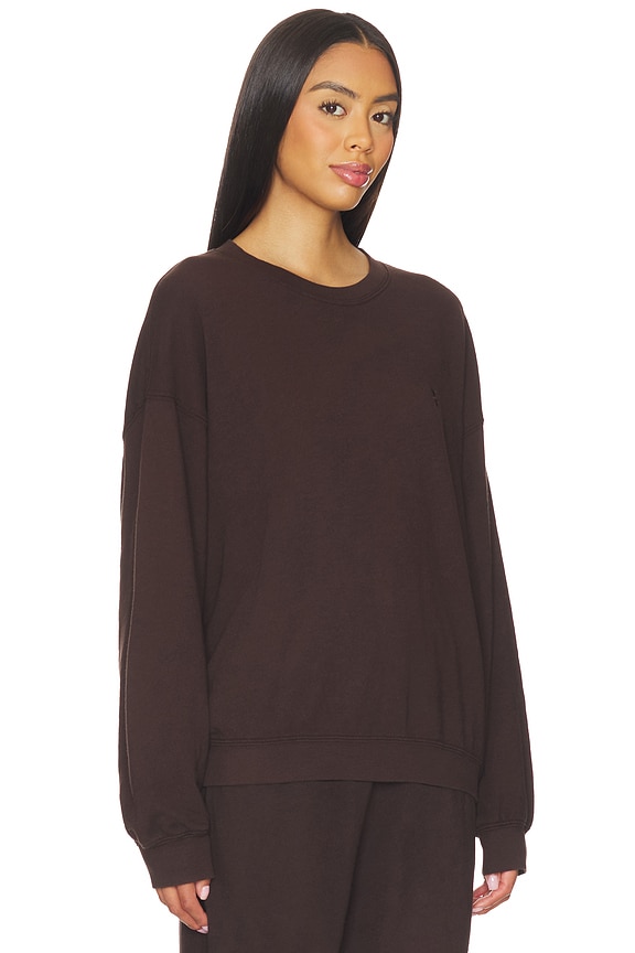 view 2 of 4 Oversized Lightweight French Terry Crewneck Sweatshirt in Espresso