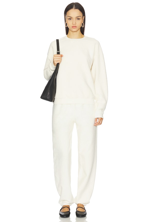 Eterne Classic Reverse French Terry Crew Sweatshirt in Cream | REVOLVE