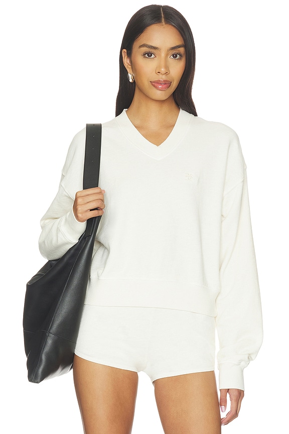 view 1 of 5 SUDADERA CORTA CON CUELLO EN V in Bone