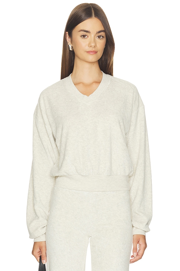 view 1 of 4 SWEAT CROPPED ENCOLURE V in Light Heather Grey