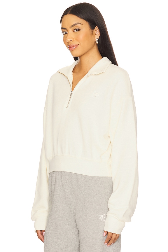 view 2 of 5 Cropped Half Zip Sweatshirt in Cream