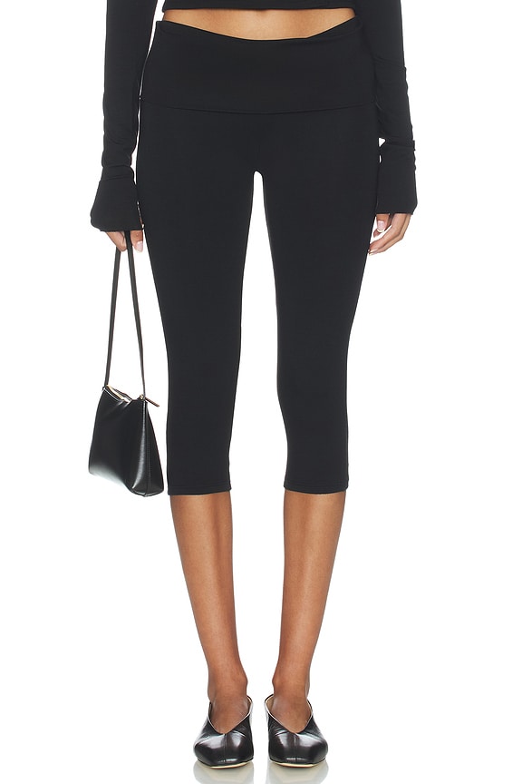 view 1 of 6 Foldover Capri Legging in Black
