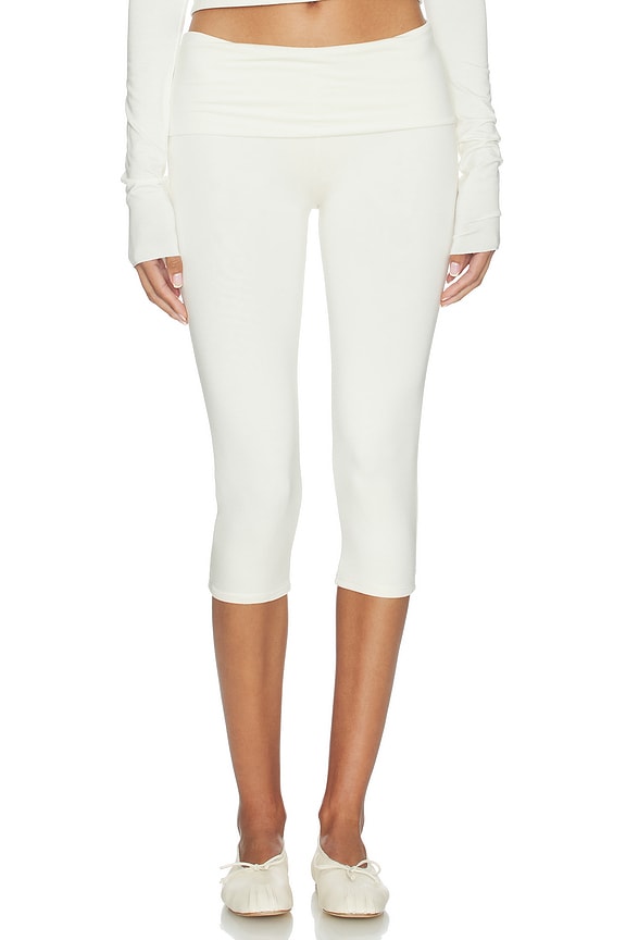 view 1 of 6 Foldover Capri Legging in Ivory