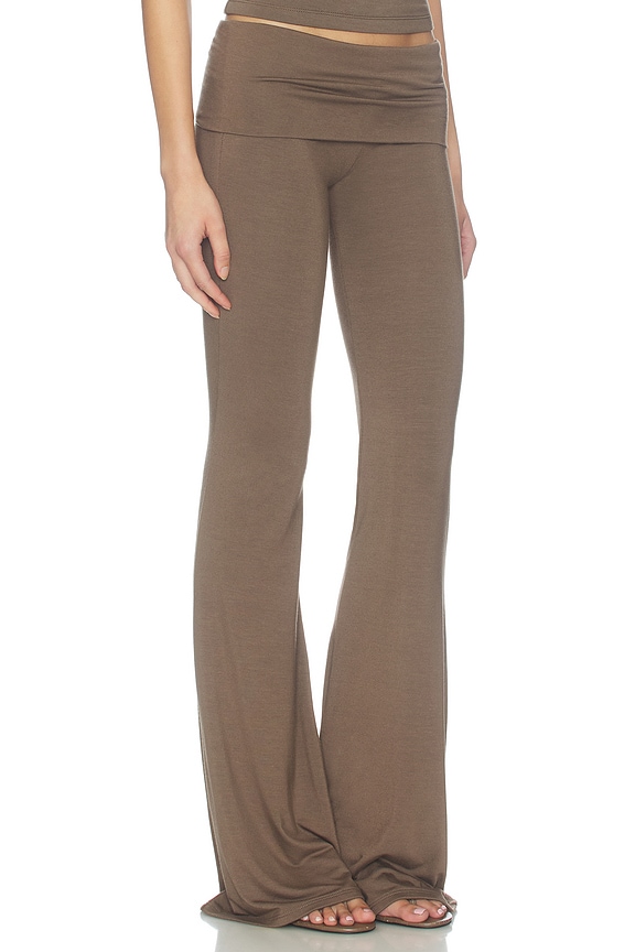 view 2 of 6 Soft Jersey Foldover Flare Pant in Mushroom