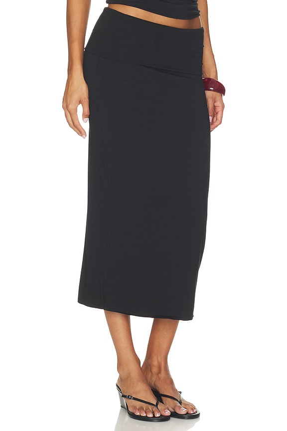 view 2 of 6 Elsa Soft Jersey Midi Skirt in Black